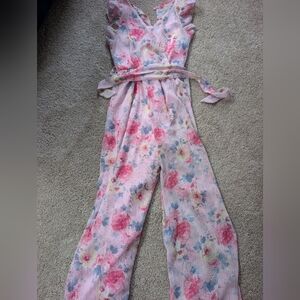 Zunie Pink Floral Jumpsuit